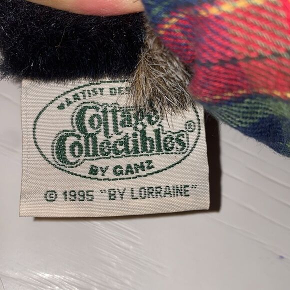 Vintage Ganz Cottage Collection Ricky Plush Raccoon Toy with Plaid Overalls - Picture 11 of 13